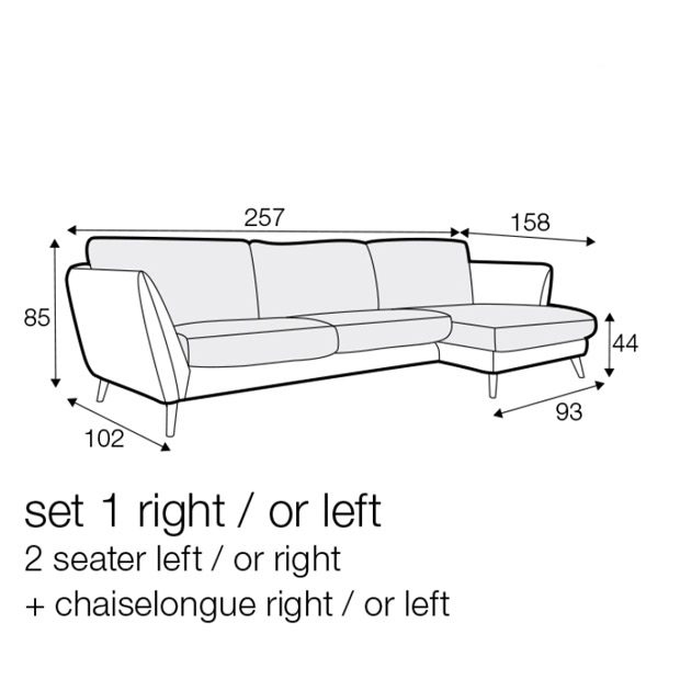 Kay 2 Seat Sofa with Chaise End