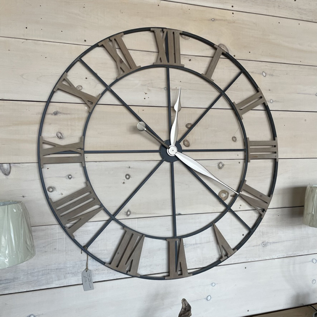 Lage Metal Clock with Wood Numerals
